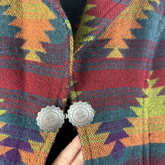 Coldwater Creek Colorful Southwestern Boho Metal Classp Artsy Blazer Womens S - Picture 10 of 16
